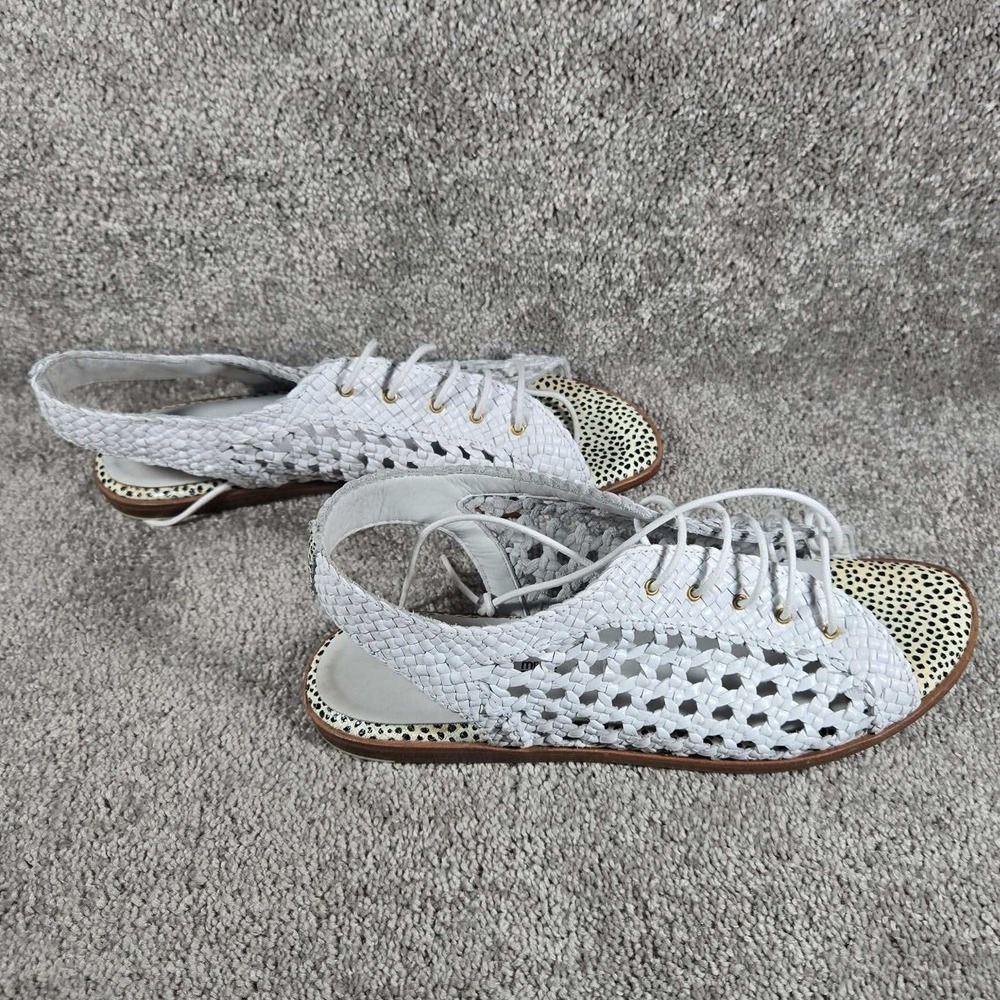 Miista Rania Sandals White Basketweave Lace Up Leather Women 40 / 9.5